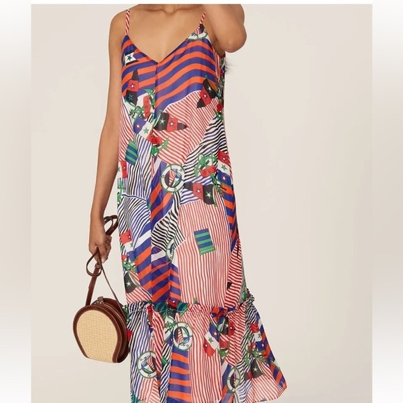 Ralph Lauren Black Label Dresses & Skirts - Lauren Ralph Lauren Black Label Georgette Nautical Print Midi Dress Size 14